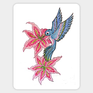 Lilies and bird Sticker